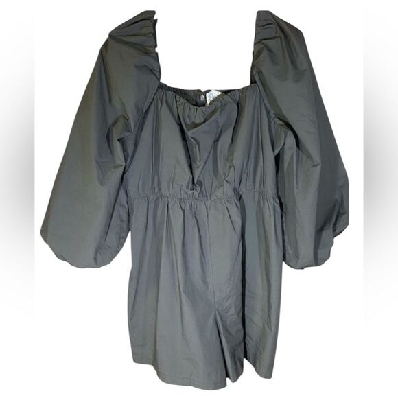 Mare Mare Anthropology Elegant Gray Romper with Square Neckline Size Large - Picture 2 of 6